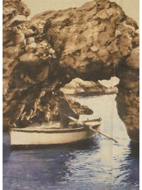 cashmere and wool throw with old Capri postcard Laboratorio Capri | PLAIDARCODELLESIRENE